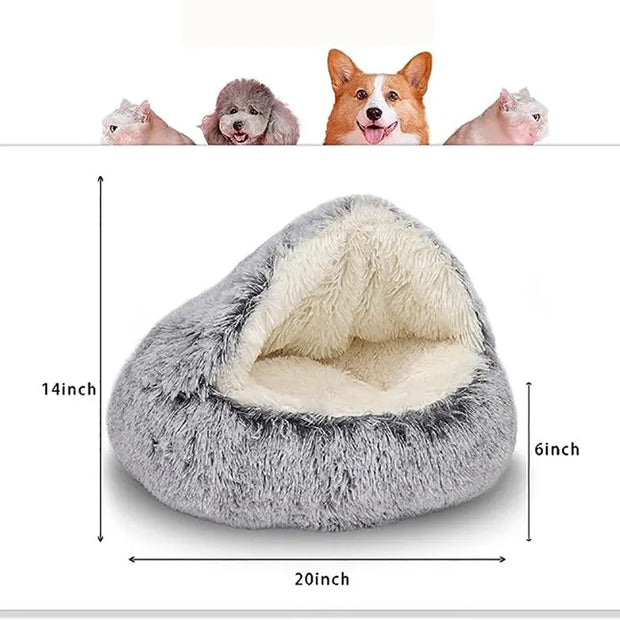 Pet Bed with Cover Round Cat Bed