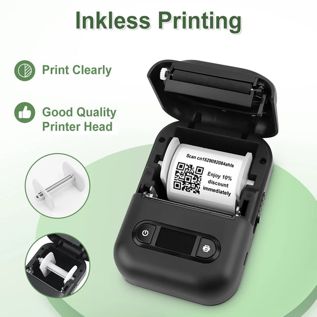 Inkless bluetooth mini portable printer