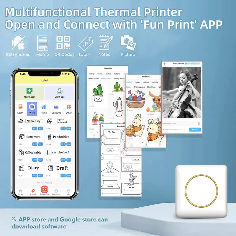 bluetooth Mini Thermal Printer (inkless)